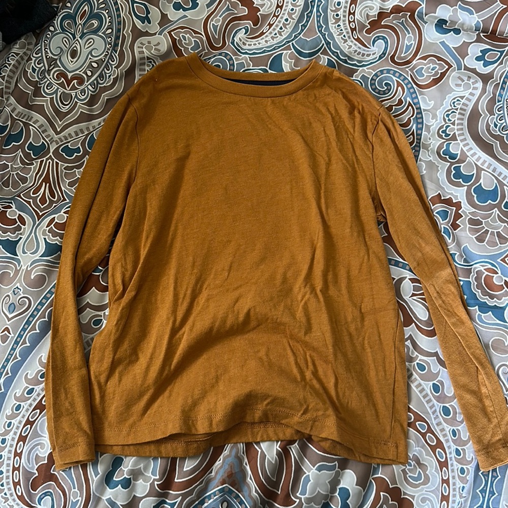 Mustard colored size 8 plain long sleeve tee